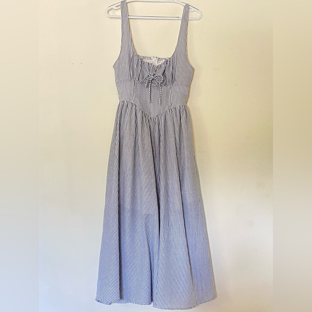 Pinstripe milkmaid maxi dress